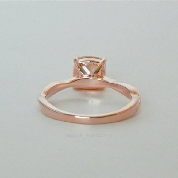 Rose Gold Morganite Solitaire Cushion Cut Ring - Picture 5 of 6